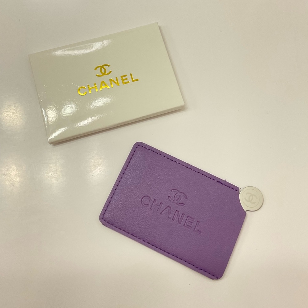 NIB CHANEL GWP Purple Card Holder & Mirror with Logo